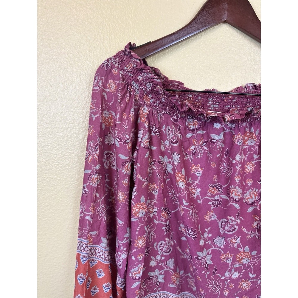 Beachlunchlounge Boho Off The Shoulder Floral Blouse Size Medium Western - Picture 2 of 6